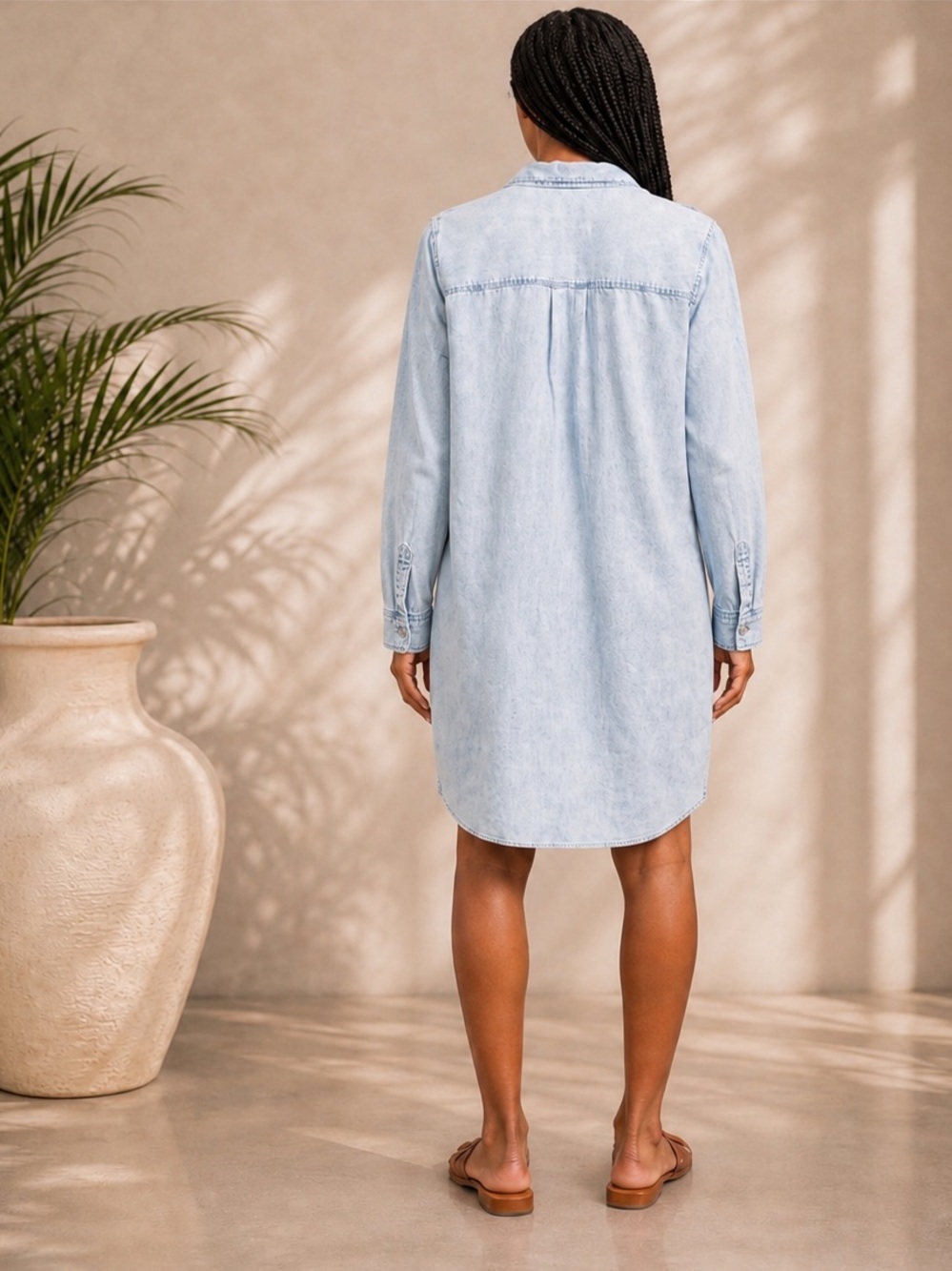 Denim-on-denim set: Moschino Denim Platform Slides + Rails Valerie Denim Dress - Picture 9 of 14